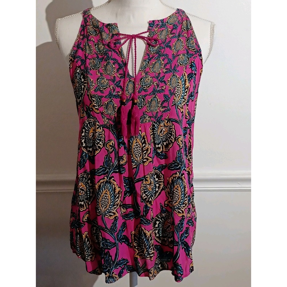 ROSE‎ + OLIVE TANK Sleveless TOP WOMEN'S SIZE LARGE Fuchsia Multicolor